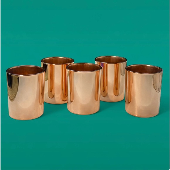 Rose Gold Mirror Finish Drinking Glasses Set of 5 - Picture 2 of 7